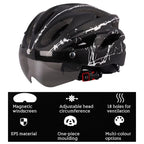 Adult Cycling Helmet with LED Light & Visor Black White