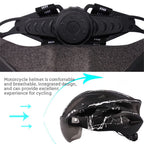 Adult Cycling Helmet with LED Light & Visor Black White