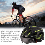 Adult Cycling Helmet with LED Light & Visor Black Green