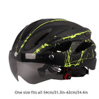 Adult Cycling Helmet with LED Light & Visor Black Green